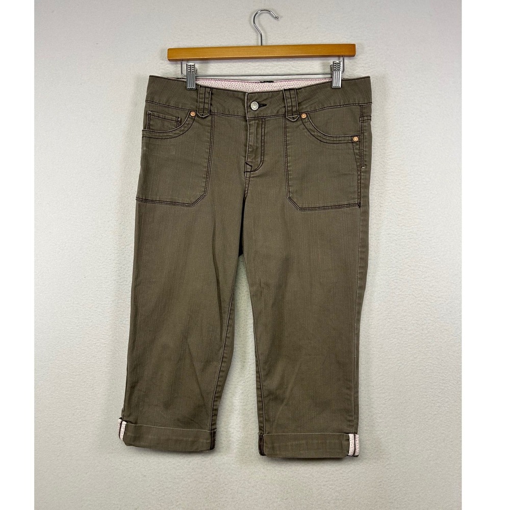 Utility Gorpcore Faded Glory Womens 6 Brown Capri Textured Polka Dot Trim Pants